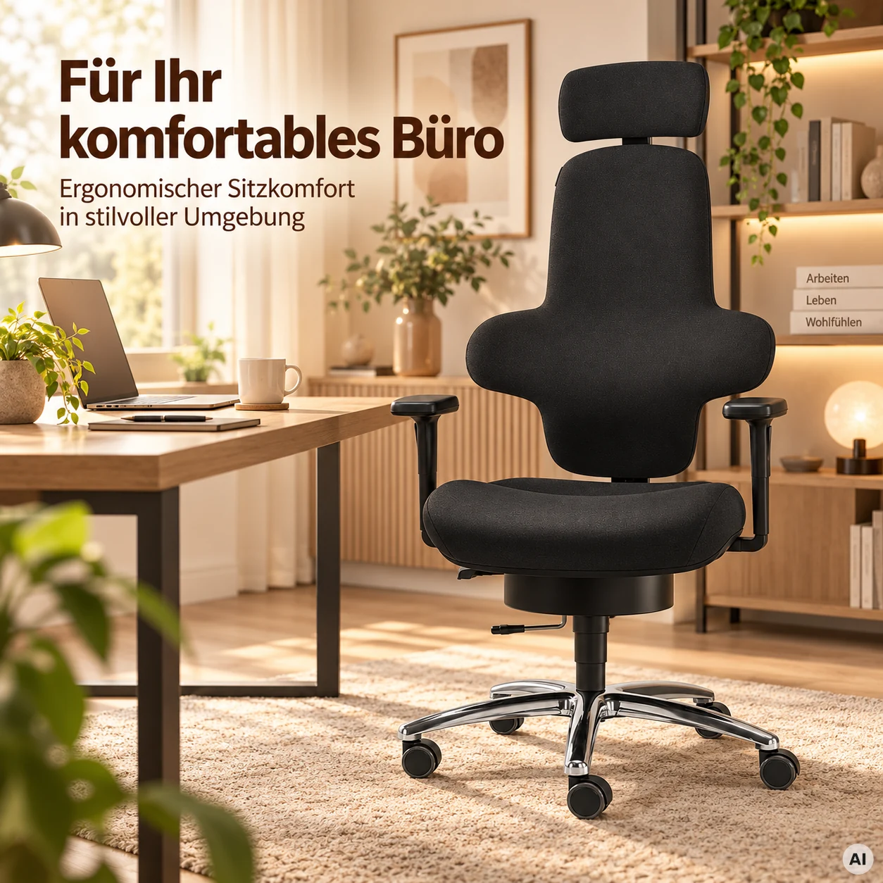 Air L mit Kopfstütze - Bürostuhl mit Kreuzrückenlehne